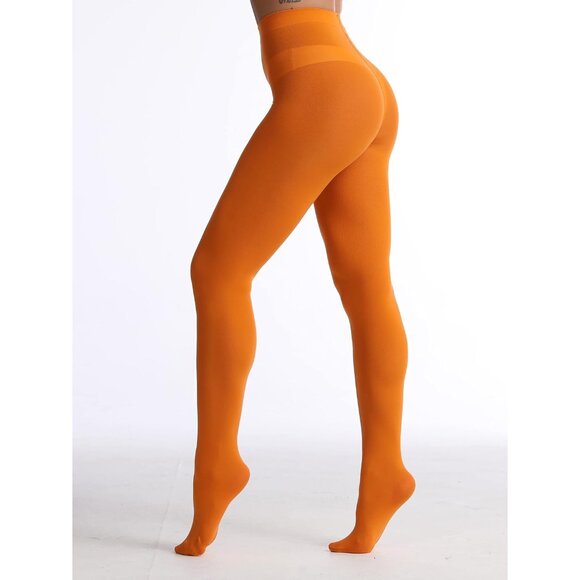 Women Orange Soft Opaque Tights Stretchy Comfortable Fashion Hosiery - Picture 3 of 3